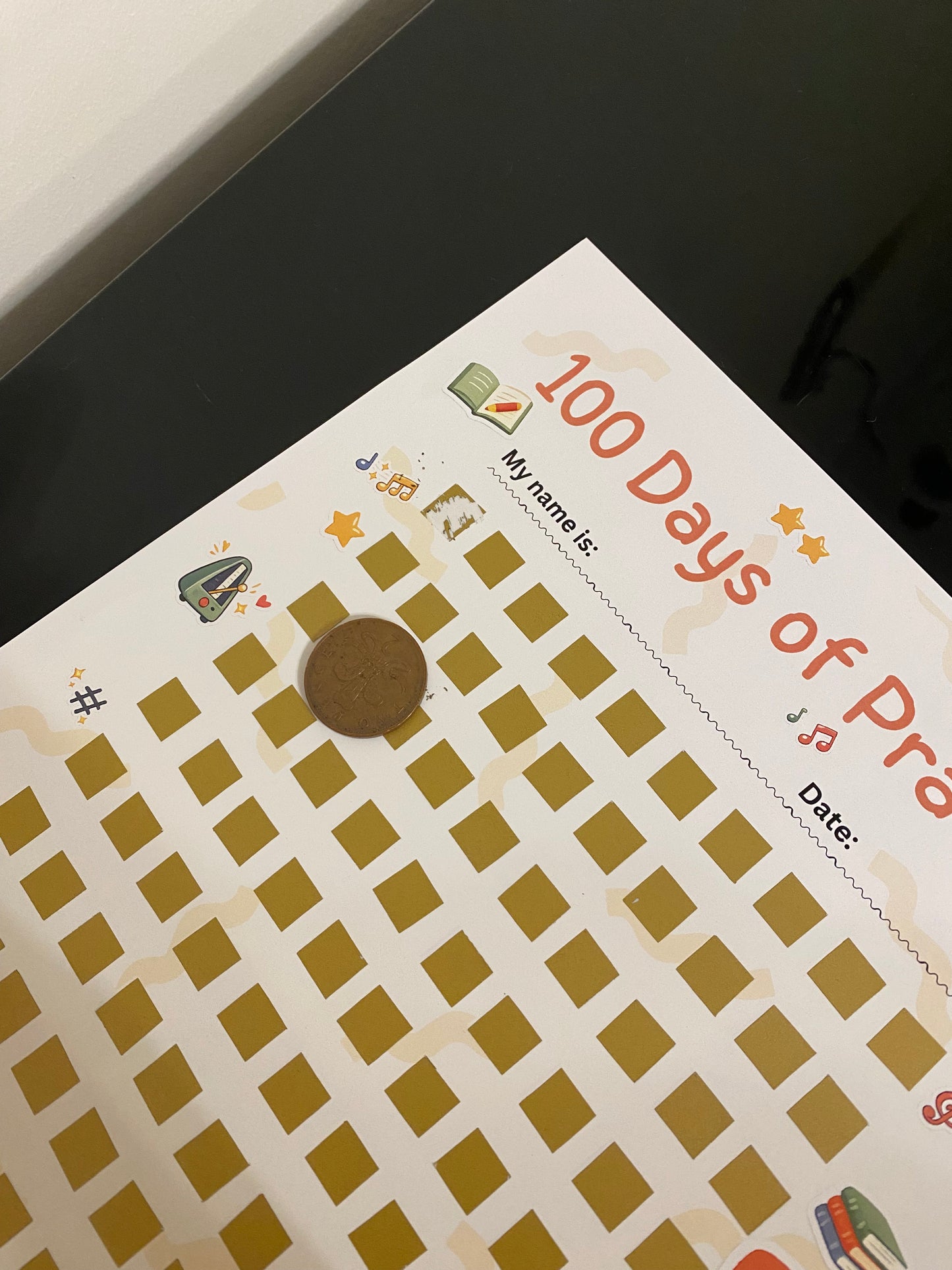 100 Days of Practice Scratch A4 Poster