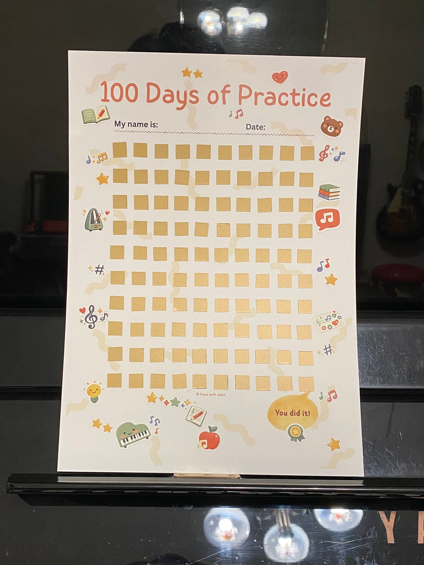 100 Days of Practice Scratch A4 Poster